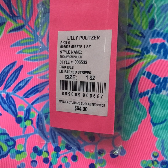 Lilly Pulitzer Thompson Clutch Pouch Bag - Pink Isle Lil Earned Stripes New NWT - Picture 5 of 11